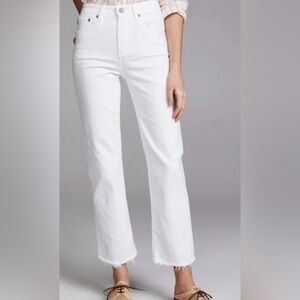 AG Jeans, The Rhett Vintage Straight Leg, White Distressed, Size 27R
